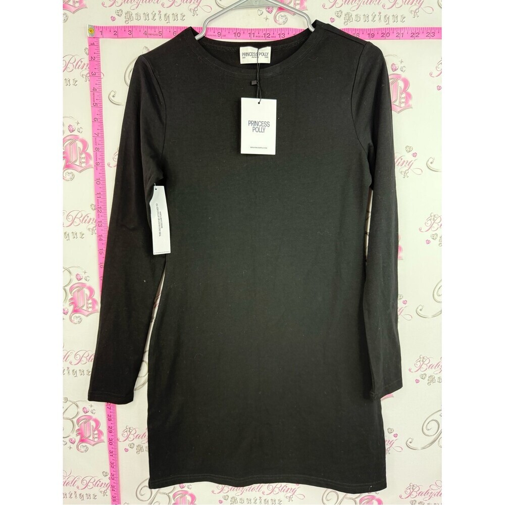Princess Polly lex mini dress Black Long Sleeve Tunic Top